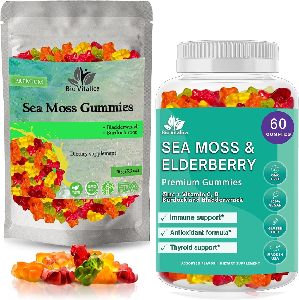 BIO VITALICA Sea Moss Elderberry & Irish Sea Moss Gummies (Bundle)