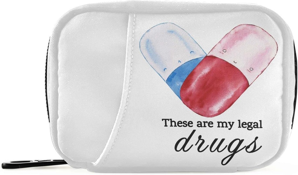 Pill Organizer My Legal Drugs Pill Box 7 Day Pill Case Bag Travel Pill Organizer Bag with Surface Portable Weekly Case Compact Boyut for Vitamin Supplement Sahibi