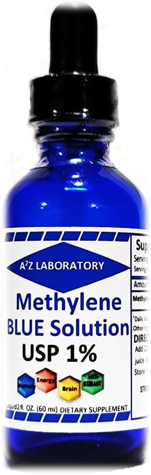 %1 A2Z Laboratuvar | USP-Grade Metilthioninium Chloride Sıvı | Beyin Fonksiyonu ve Bilişsel Sağlık için Yüksek Saf Diyet Tamam | Formdehit (1) 50 ml Cam Dropper Şişe Şişe