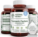 Doğal Nutra Turmeric Curcumin ile% 95 Curcuminoids Extract Supplement with Rosemary for Brain Health, Advanceds Memory and improves Concentration, improve Digestion, 350 mg, 60 Vegan Tabletler