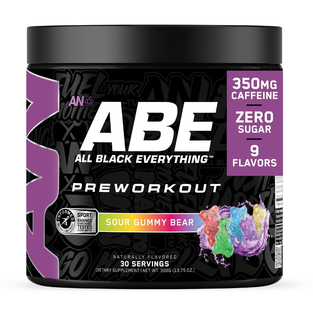All Black Everything Pre Workout Toz | 30 Hizmet | Sour Gummy Bear | 350 mg Caffeine | Nootropic Pre-Workout Mix | Beta Alanine + Citrulline | Enerji Supplement for Men and Women