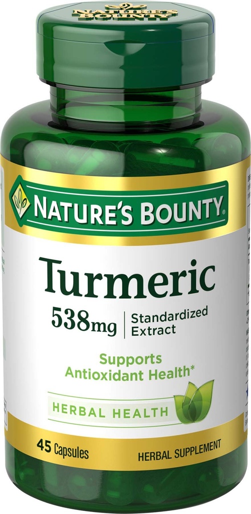 Nature's Bounty Turmeric Pills ve Herbal Health Supplement, Supports, Antioxy Health, 538 mg, 45 Capsules