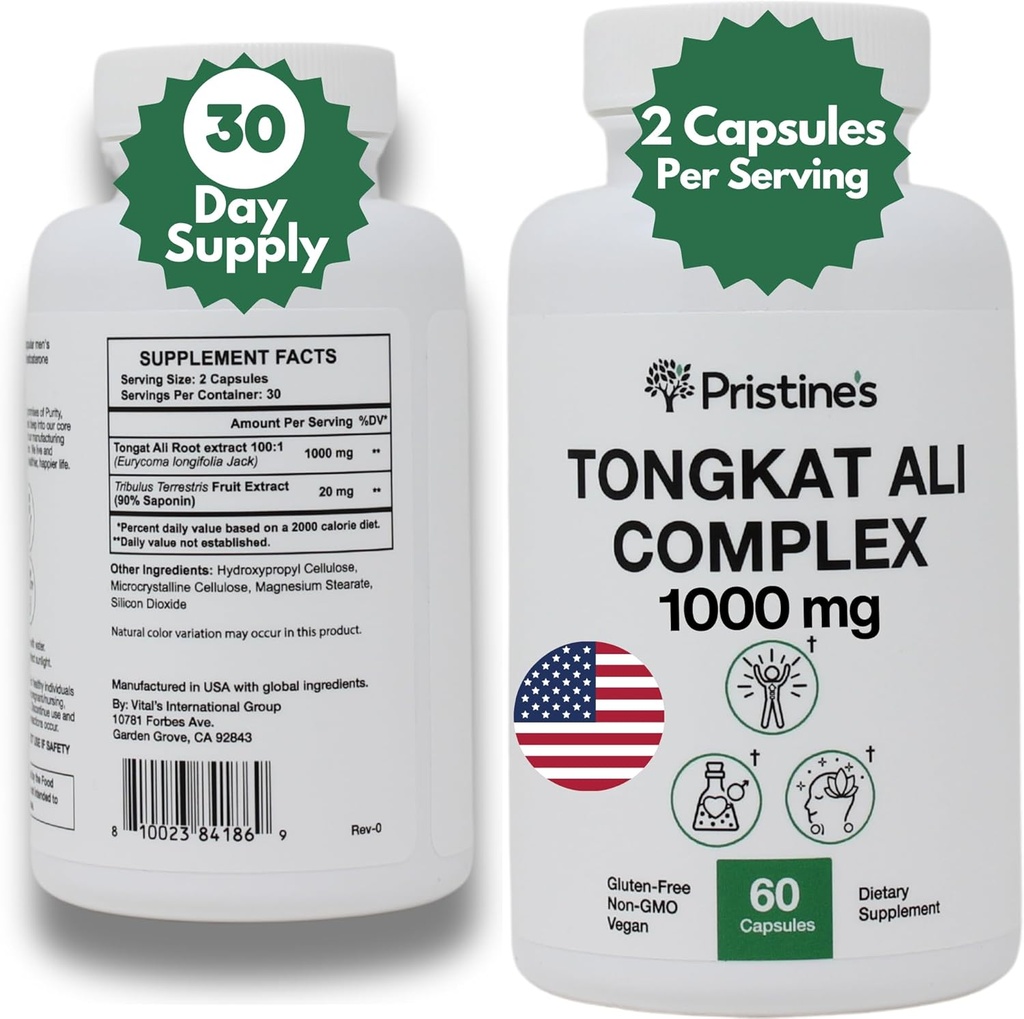 Tongkat Ali 1000MG Extract Supplement -30 Day Supply - Athletic Performance Support - Natural Aphrodisiac, testosteron & Immunity Support - Potent Anti Faydaları