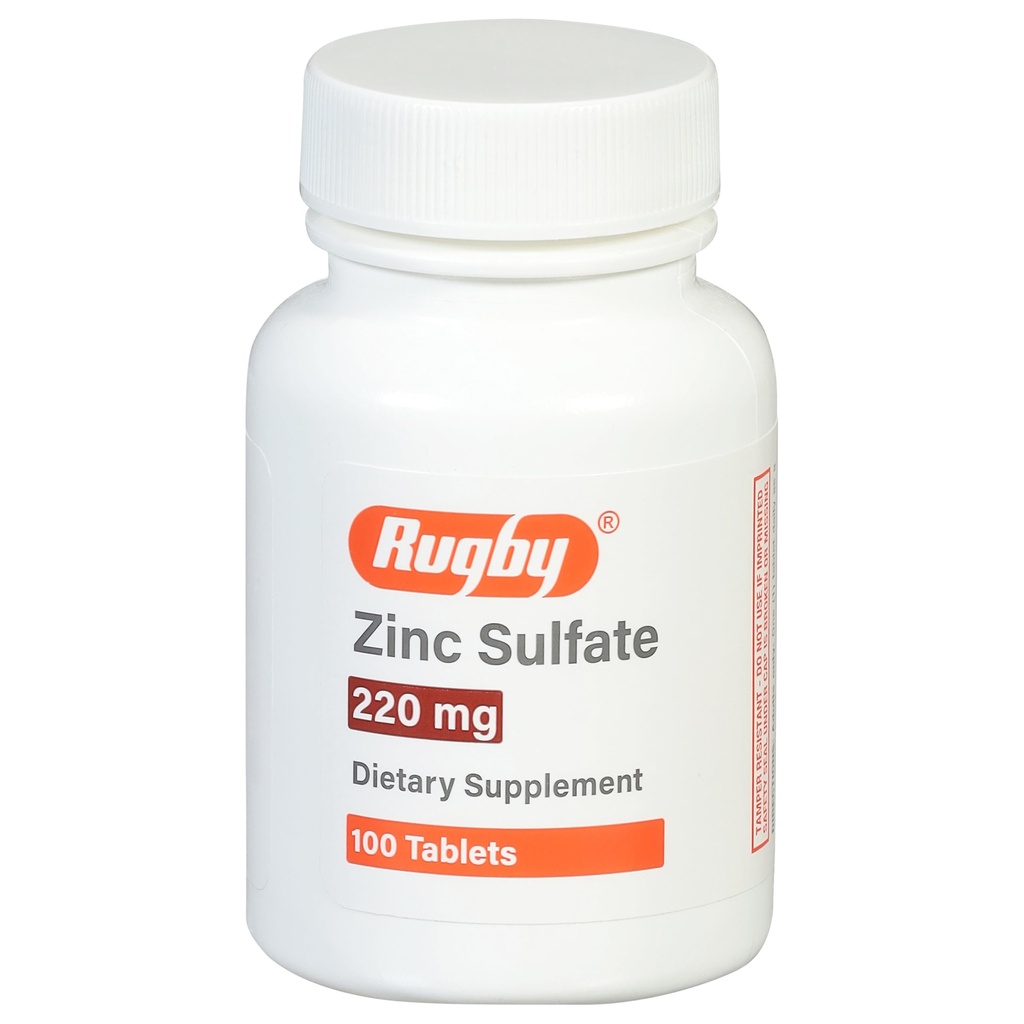 Rugby çinko Sulfate 220 mg Tablet - Hertahidrat - Diyetsel Tamam - 100 Kont (1 Pack)