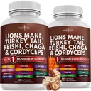 NEW AGE Lions Mane Mushroom Supplement with Turkey Tail Reishi Cordyceps Chaga with Marshmallow Root - 120 Count