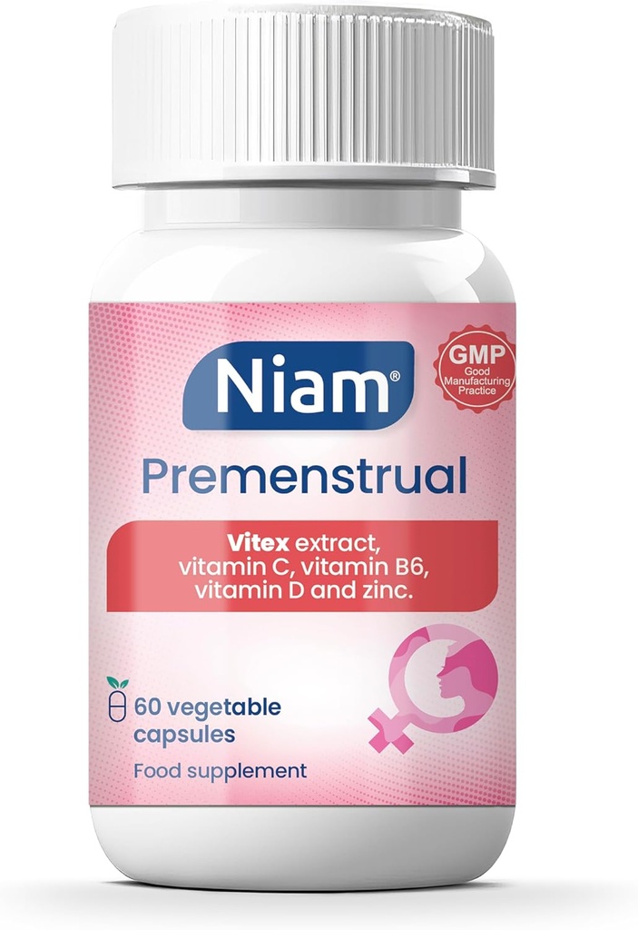 Vitex Agnus Castus 350 mg | Hormonal Denge ve Lisans Desteği | Chasteberry, Vitamins B6, D, C & çinko | 60 Capsules | Niam Premenstrual