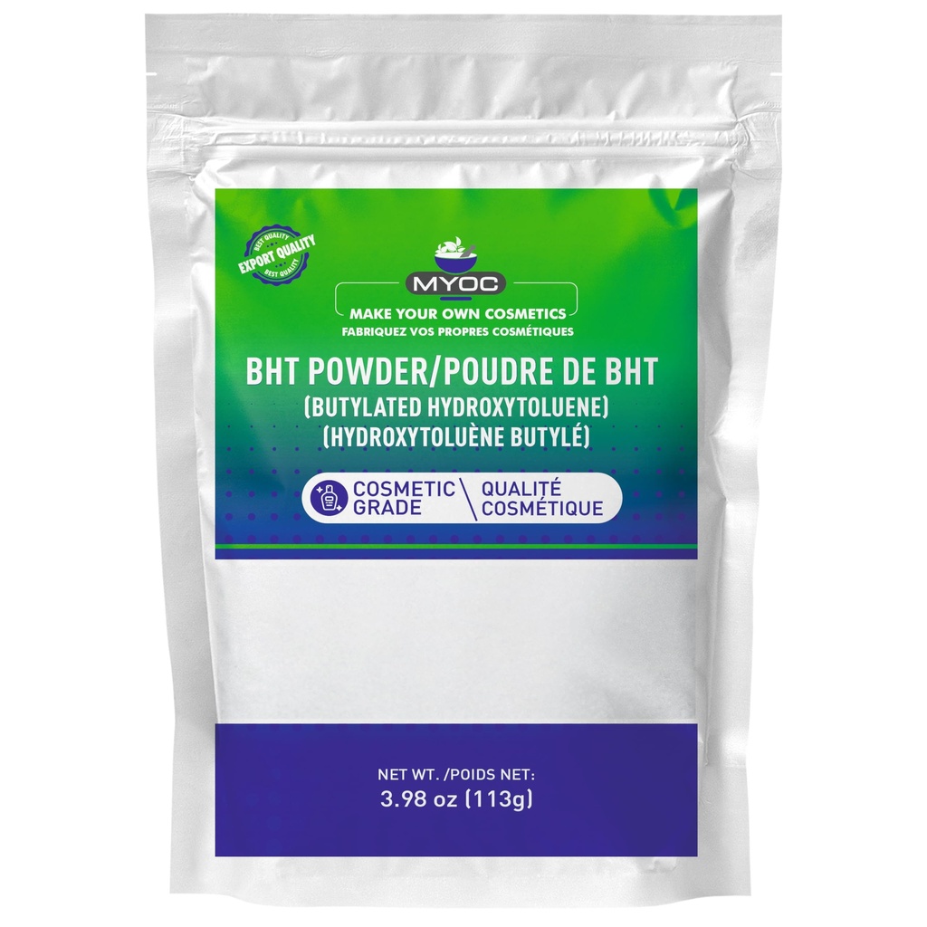 BHT Powder (113 g / 3.98 oz) - Cosmetic Grade Antioxidant Stabilizer for Oils Creams Serums Lotions & DIY Formulations