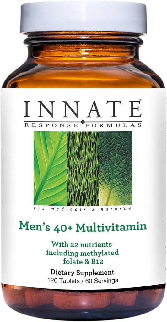 Innate Response Formulas Men's 40+ Multivitamin - Erkekler için Günlük Multivitamin - Iron-Free - Vitaminler B12, B6 ve D3 - Vegetarian ve Non-GMO - 120 Tabletler (60 Hizmetler)