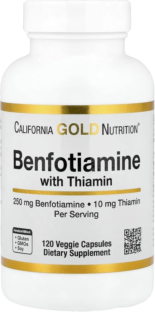 Gold Nutrition της Καλιφόρνιας Μπενφοτιαμίνη με θειαμίνη, 250 mg, 120 κάψουλες Veggie