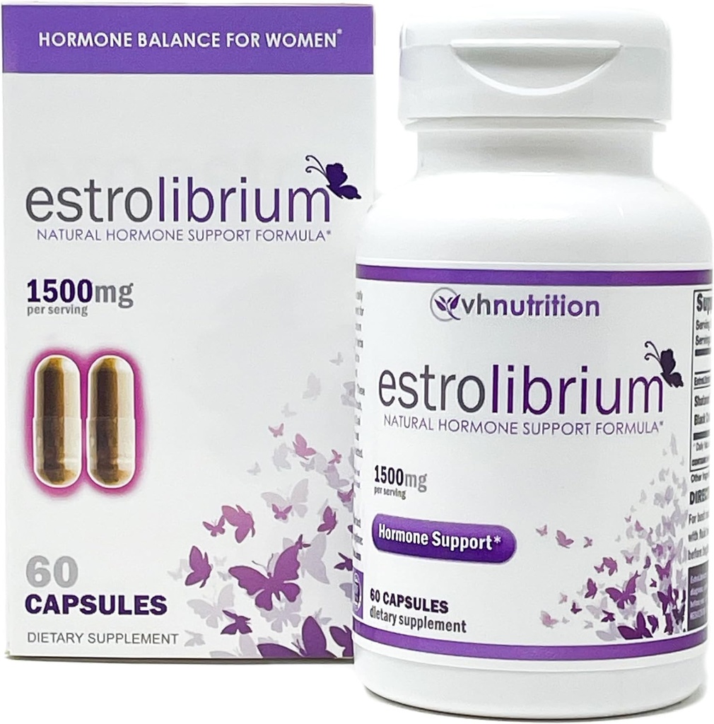 VH Beslenme ESTROLIBRIUM | Kadınlar için Hormon Dengesi* | Menopause Support Supplement* | Black Cohosh, Shatavari, Chaste Tree Berry (Vitex), Dong Quai | 60 Capsules in Easy to Swallow Pills