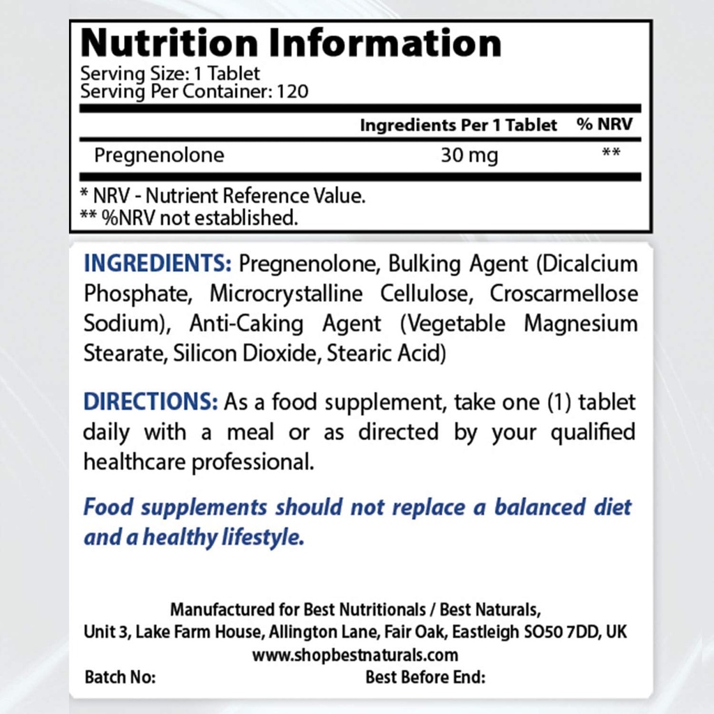 En İyi Doğallar Pregnenolone 30 Mg & COQ10 100 mg