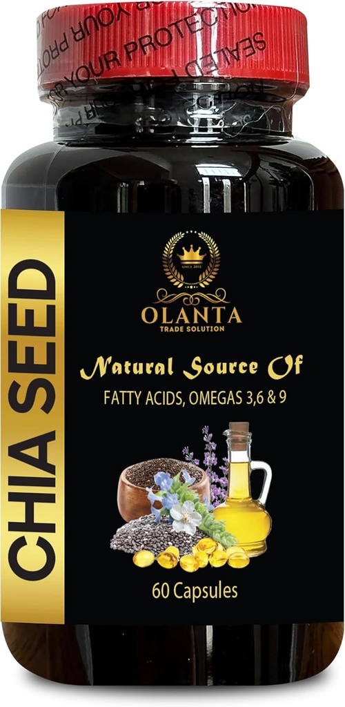 chia Seed Advanced - CHIA Tohumu - Digestive Fiber, Organik chia Tohum Yağ Kapsülleri, Bitki bazlı Omega 3 6 9 Supplement, Non-GMO, Gluten Free, Keto Diyet - 1 Şişe 60 Yumuşak