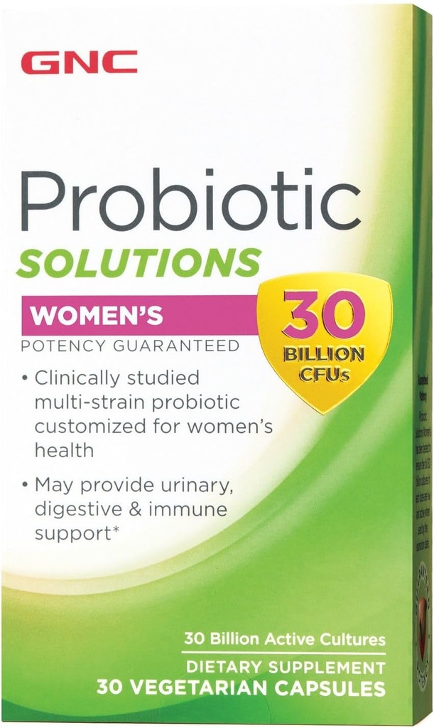 GNC Probiyotik Solutions Women's with 30 Milyar CFUs, Klinik olarak Kadınlar için Çok katmanlı Destekler Digestive and Immune Health, Vegetarian, 30 Capsules