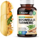 BIO KRAUTER Turmeric Supplement with Boswellia Extract Capsules - 2000 mg Mix - 100 Kont - Vegan Boswellia Turmeric (Curcumin) - Formula w/Black Pepper