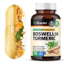 BIO KRAUTER Turmeric Supplement with Boswellia Extract Capsules - 2000 mg Mix - 100 Kont - Vegan Boswellia Turmeric (Curcumin) - Formula w/Black Pepper