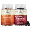 Bundle of Potent Daily Multivitamin Gummies for Adults and Natural Cranberry Gummies for Women and Men - Wellness Blend of Vitamin D A C E B12 Zinc and Biotin - Extra Strength Delicious Antioxidant