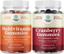Yetişkinler ve Doğal Cranberry Gummies for Women and Men - Wellness D A C E B12 çinko ve Biotin - Ekstra Güçlü Lezzetler Antioksit