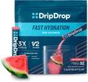 DripDrop Hydration Packets - Watermelon - Single Serve Electrolytes Toz İçecek Mix - Non-GMO, Gluten Free, Vegan - 32 Sticks