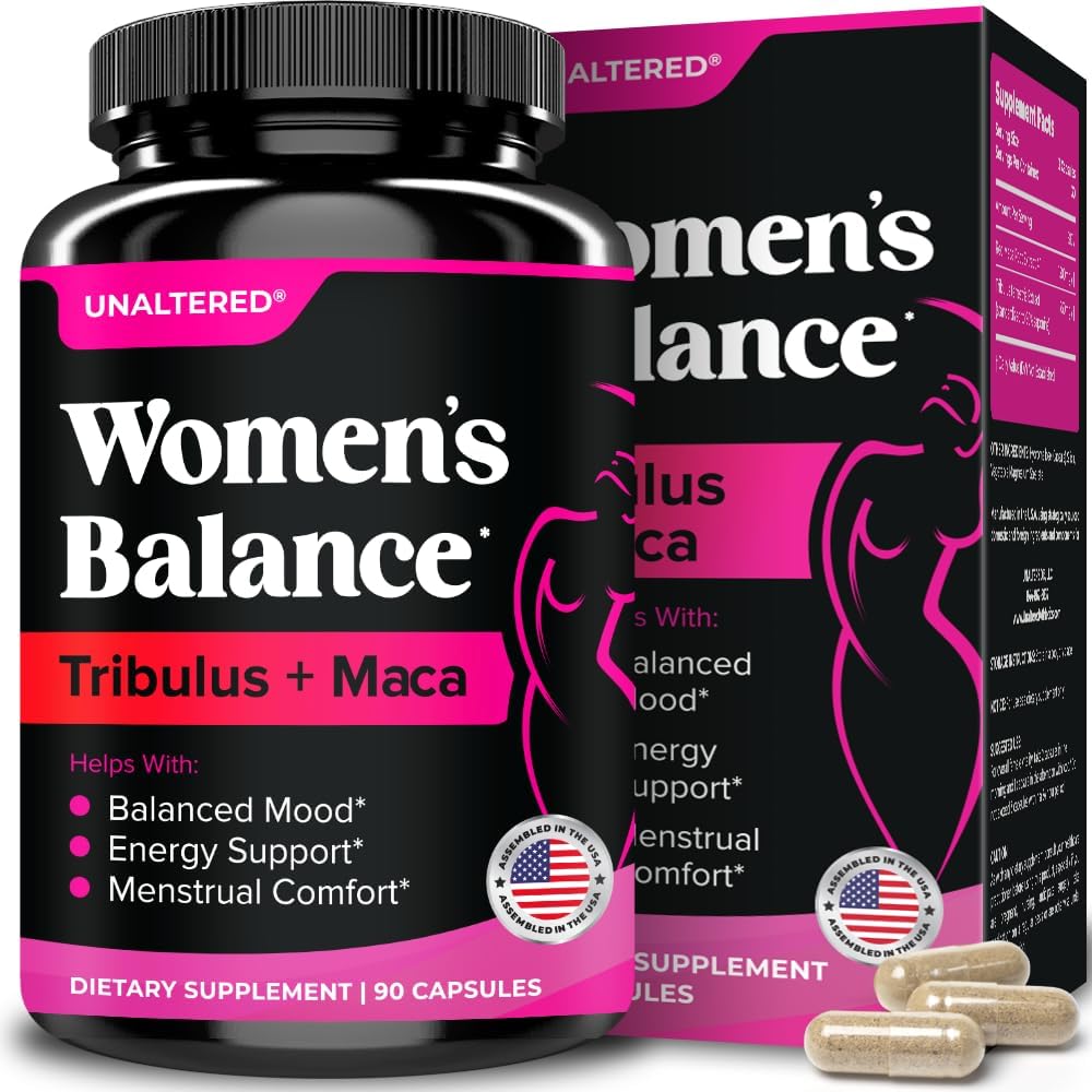 UNALTERED Hormon Dengesi ve Kadınlar için Mood Destek - Doğal Destekler Hormonal Denge ve Enerji Tribulus Terrestris & Red Maca Root Extract - Diyetary Supplement - 90 Vegan Capsules