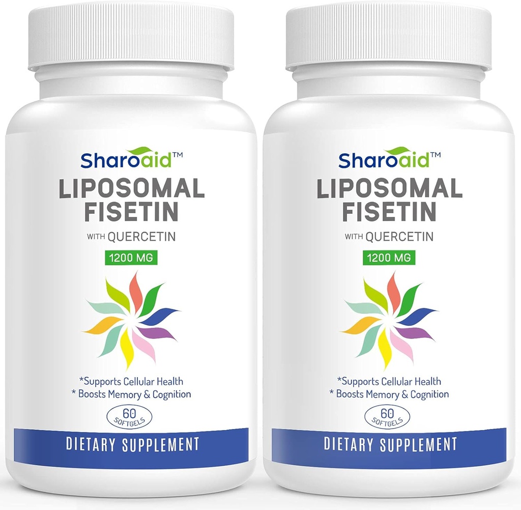Liposomal Fisetin, Quercetin Supplements 1200 mg per Service,High Abors Polyols Antioksis for Women,Men,Non-GMO,Gluten-Free,2 Şişe-120 Softgels