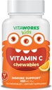 Çocuklar C Vitamin Chewable Tabletler 250 mg - Vegan, GMO-Free, Gluten Free, Nut Free Vitamins - Immune Desteği için Diyet Supplement - Çocuklar için 120 Chewables