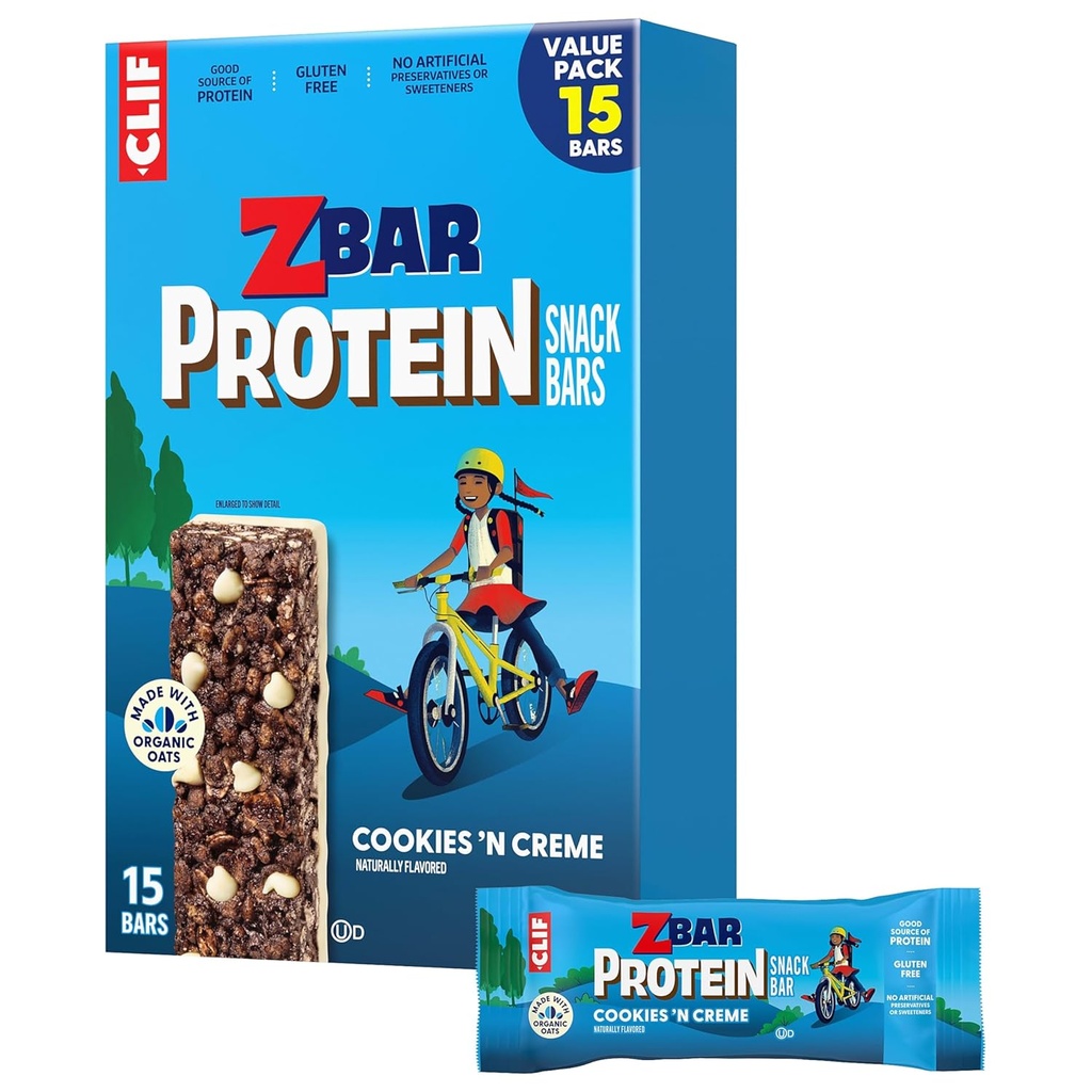 Zbar Protein - Kurabiyeler 'N Creme - Crispy Snack Bars - Organik Oats ile yapılır - Non-GMO - 5g Protein - Gluten Ücretsiz Protein Barları (15 Pack)