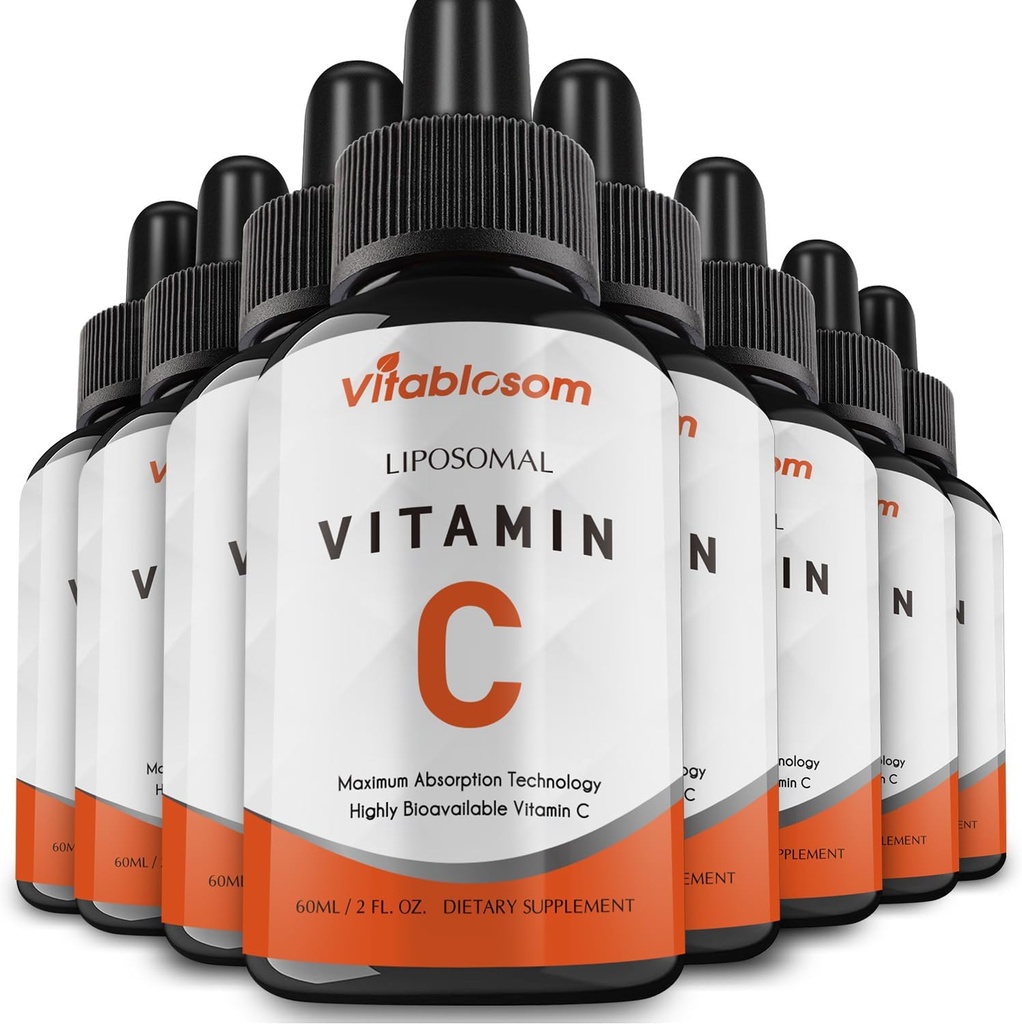 Yetişkinler için Liposomal Vitamin C 2000 mg Sıvı, Yüksek Abvitamin VIT C, Max Vitamin C, Immune System & Antioksi için İyi, 60ML (8 Şişe)