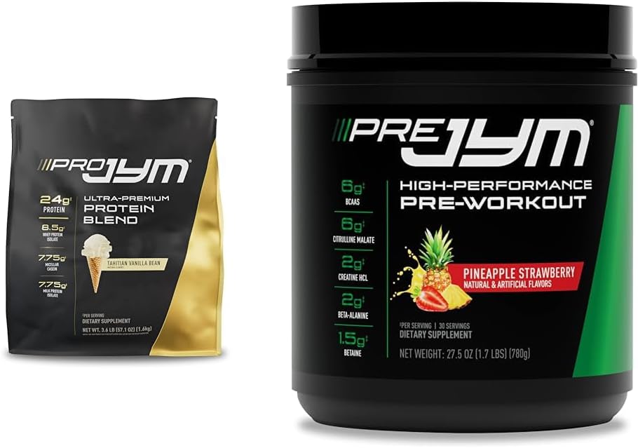PRO JYM 45 Hizmet - Tahitian Vanilla Bean & PRE JYM 30 Hizmet - Pineapple Strawberry