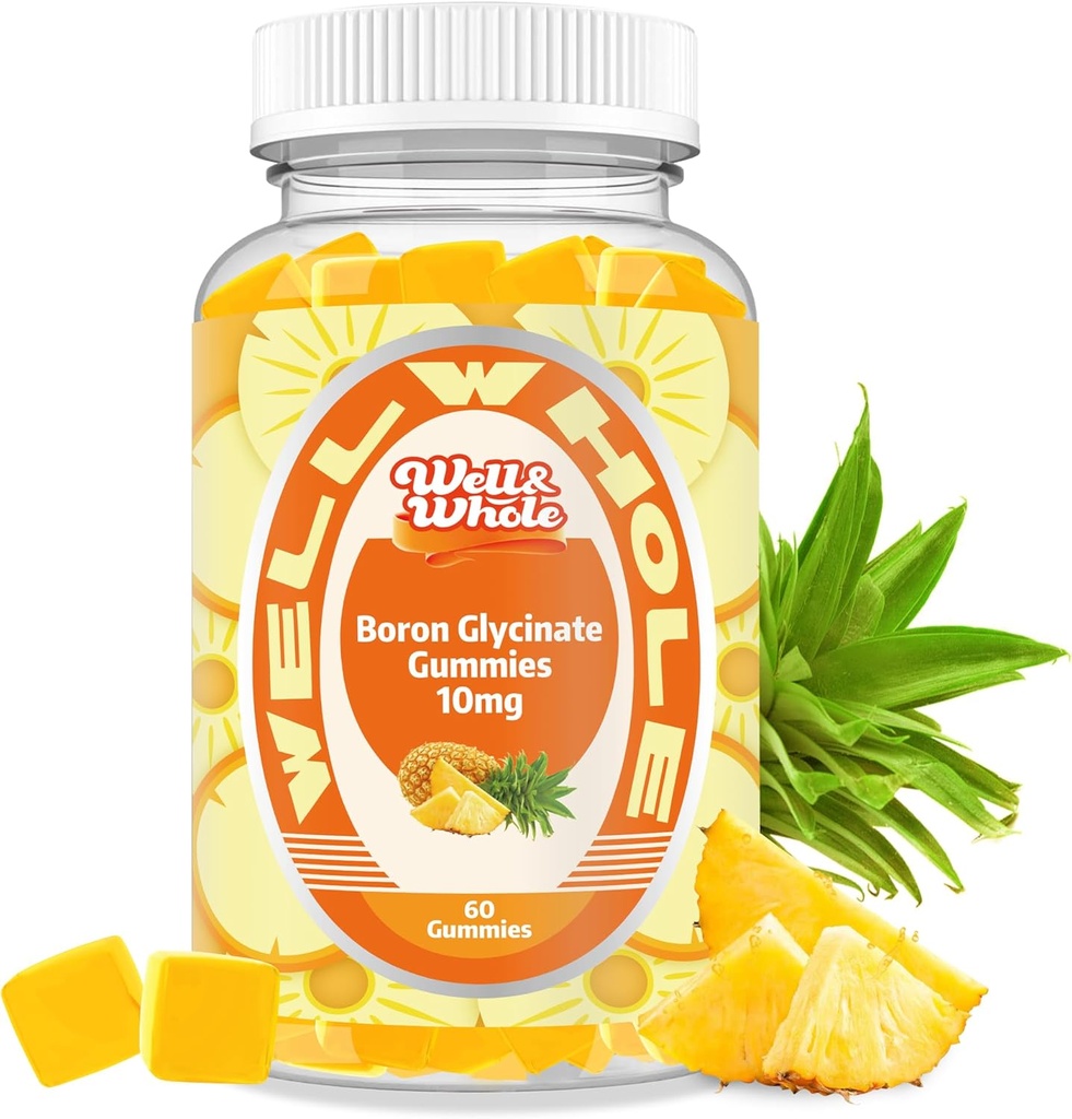 Boron Glycinate Gummies 10mg, CoQ10 100 mg, Adiyo ve Magnezyum'in Apsiyonuna Yardımcı Olabilir, D vitamini ile Interactions, 60 Counts