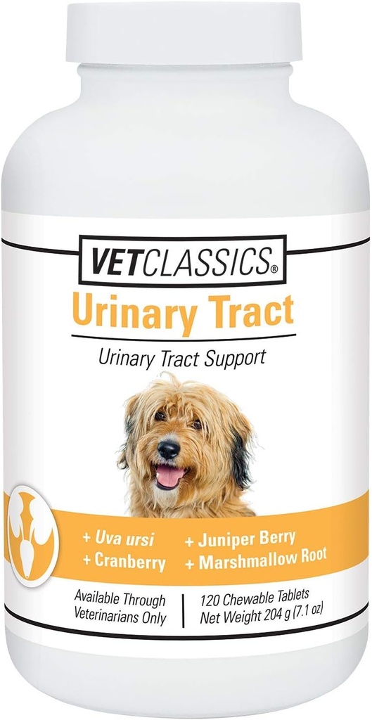 Vet Classics Urinary Tract Dog Supplement- Urinary Tract Support for Dogs, Pet Incontinence- Cranberry Dog Supplements- Chewable Tablet 120 Ct.