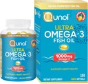 Qunol Fish Oil Omega 3 Mini Softgels, 1000 mg Omega 3 EPA + DHA, Ultra Pure Supplements, Heart Health Support, Lemon Flavor, Easy to Swallow Minis, 3 Ay Supply, 180 Count Count