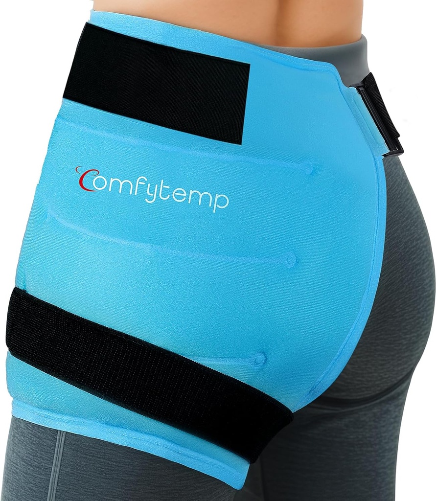 Comfytemp Hip Ice Pack Wrap for Sciatica, Hip Replacement Kit, FSA Eligible, Reusable Gel Ice Pack for Injuries, Pain Relief, Cold Compress Surgery Recovery Items Physical Therapy for Men Women (S/M)