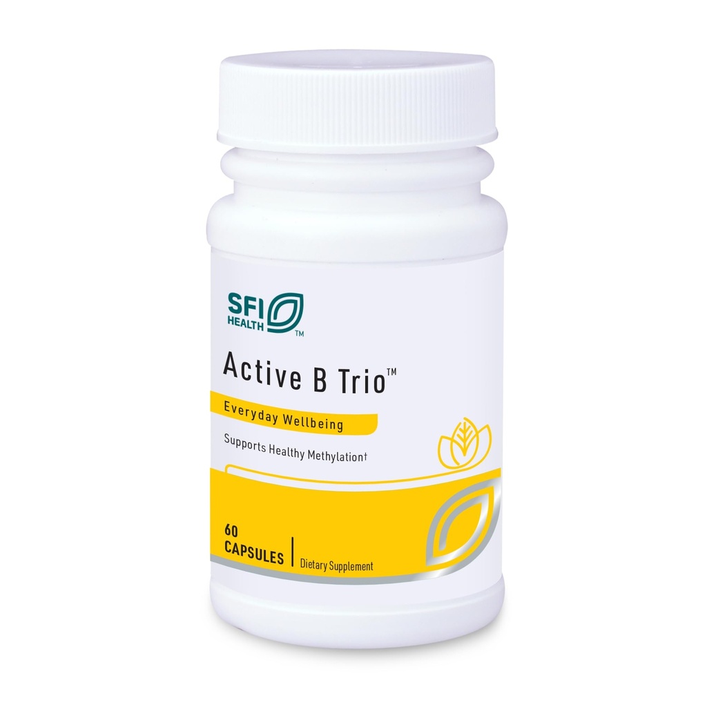 Klaire Labs SFI Health Active B Trio - μεθυλιωμένη Βιταμίνη Β Complex με B6, B12 & Folate - Βιοενεργές Βιταμίνες για Ενισχυμένη Απορρόφηση - Προώθηση Υγιεινής Ενέργειας & Γνωριμιών (60 Κάψουλες)
