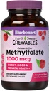 Bluebonnet EarthSweet Methylfolate 1000 mcg Cellular Active Coenzyme 5-MTHF L Συμπλήρωμα Φολικό Μεθύλιο - Προγεννητική & Ενεργειακή Υποστήριξη - Μη ΓΤΟ, Vegan, Χωρίς Γλουτένη - Βατόμουρο - 90 Μασώμενα δισκία