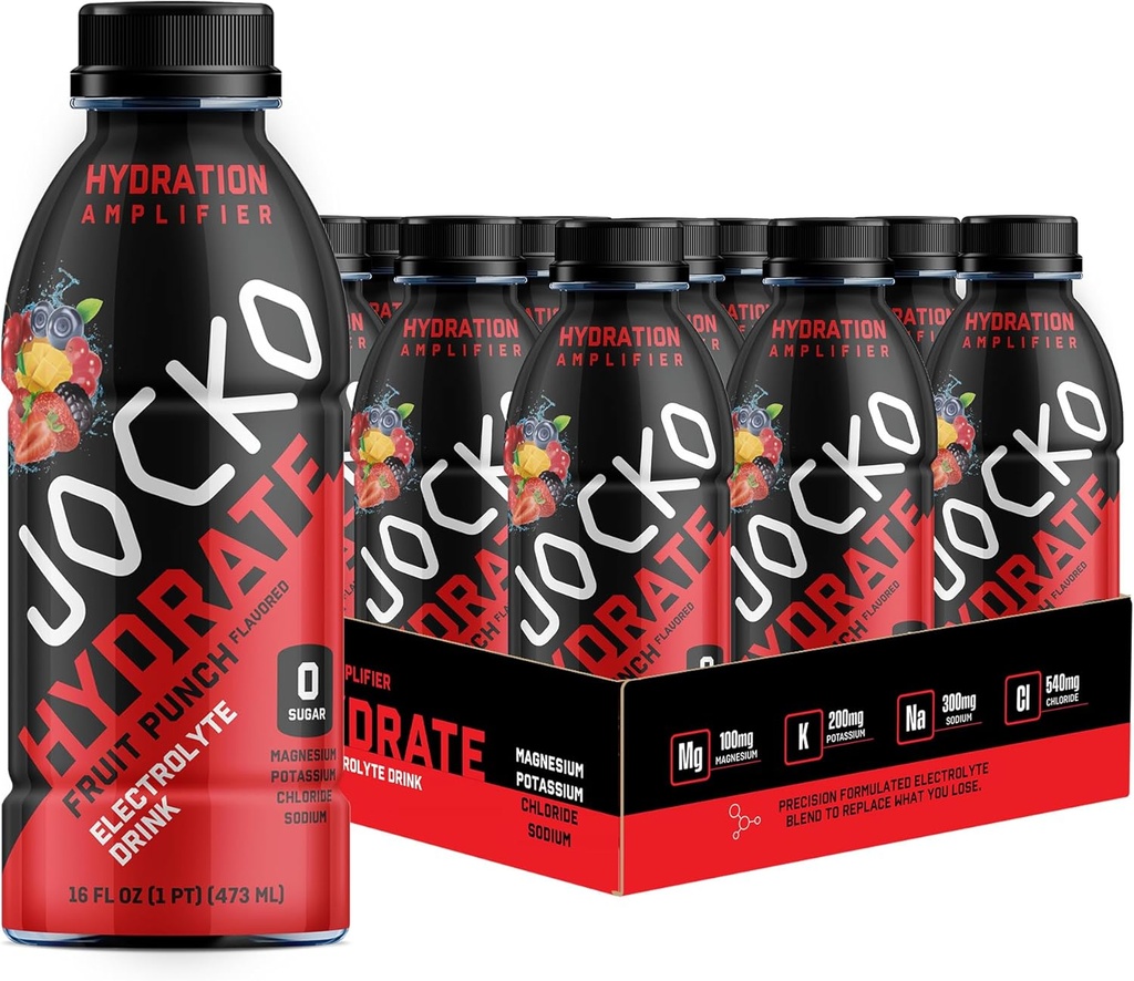 Jocko Fuel Hydrate Electrolyte Drinks - Sports Drink Hydration Amplifier, Thirst Quencher - Bilimsel olarak Formula 16 Oz (12 Pack)