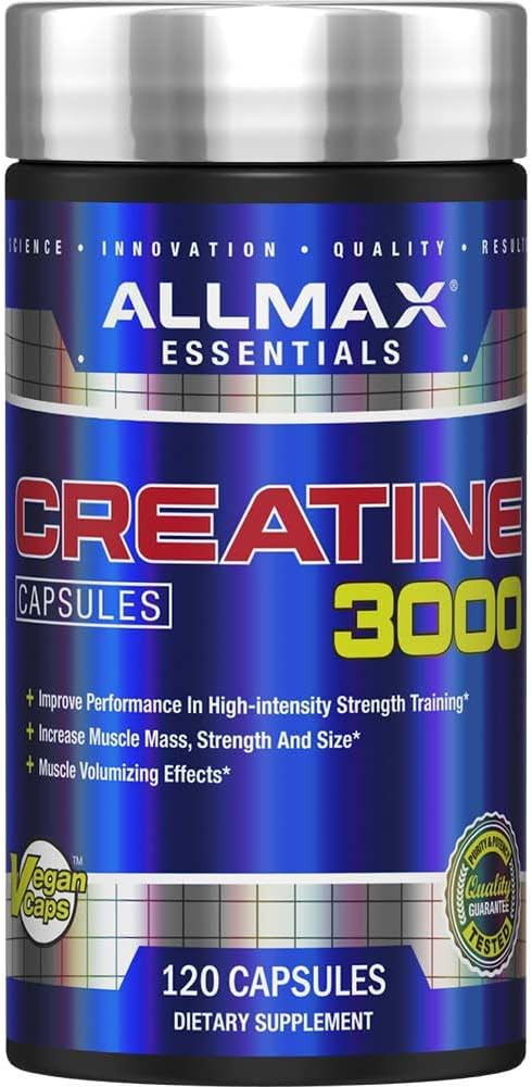 ALLMAX Beslenme - Kreatin Monohidrat, Micronized Kre Recovery için Kretin Tozu, Gluten Free & Fast Absorbing, 120 Capsules