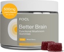 FOCL Lions Mane Mushroom Gummies - Mushroom Supplement for Brain Function, Focus, Memory, Energy, Immune Boost, Stamina - Nootropic Kompleksi Lion's Mane, Reishi, Cordyceps - Vegan, Gluten Free, Organic Function