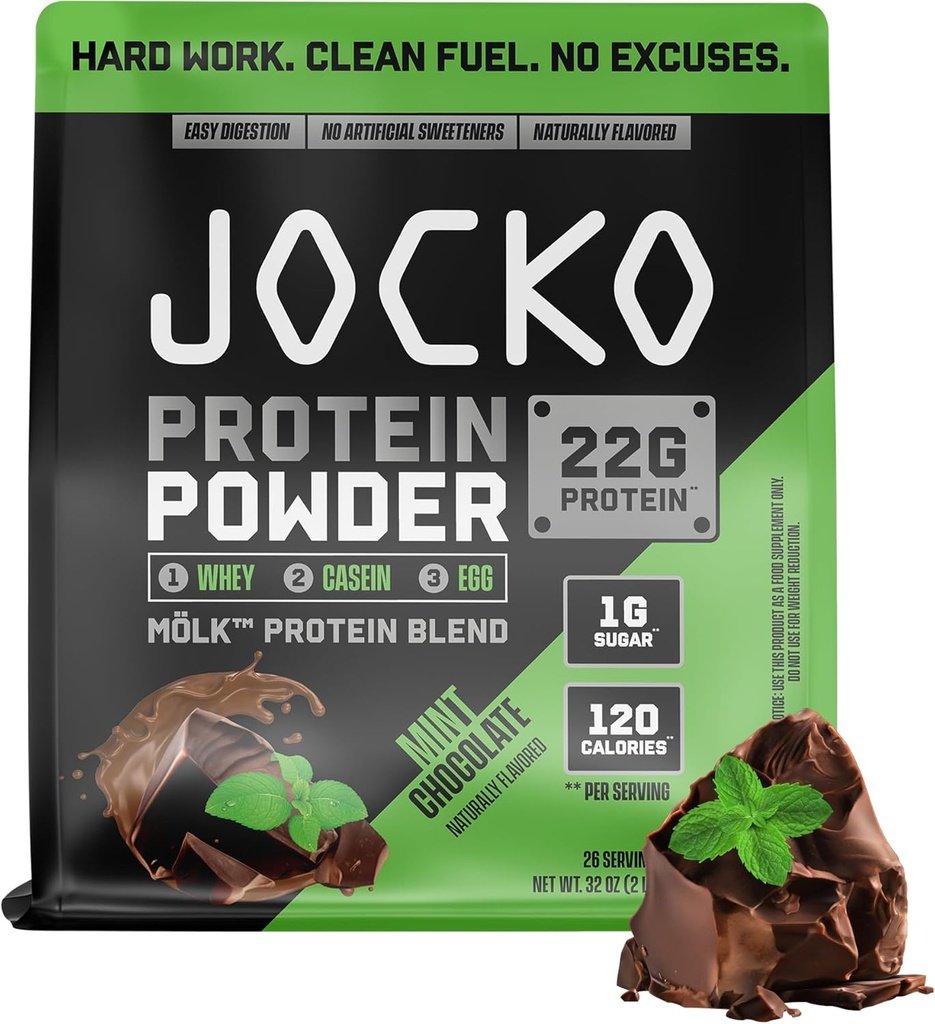 Jocko Yakıt Mölk Whey Protein Toz 22g Low Sugar Monk Meyvesi - Kas Kurtarma ve Büyüme, Ambalaj Vary (26 Hizmet, Min Chocolatet)