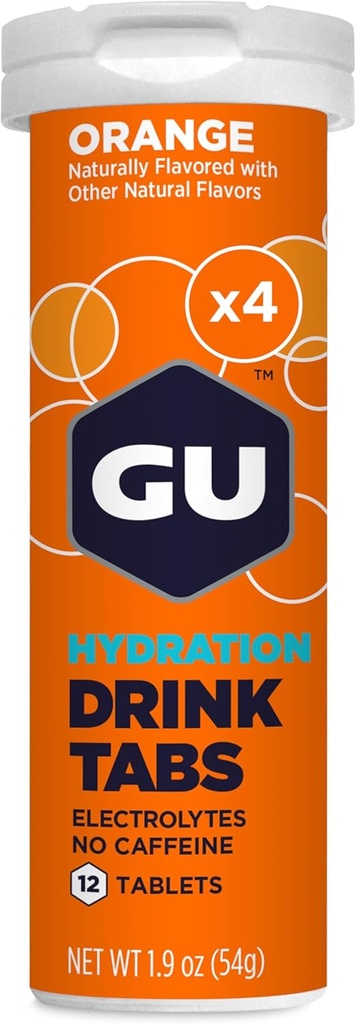GU Energy Hydration Electrolyte Drink Tablets, Ενισχυμένη αντοχή Sports Drink for Running, Cycling, Triathlon, 4-Count (48 Services), Πορτοκαλί