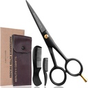 Beauty & Crafts- 5' Alman Ayıd Mustache Scissors - 2 Güzel Pouch ile Yüz Saç Saç için bir araya gelin - Ayıd Trimming Scisors Grooming, kesim ve Styling için kullanın (Black)
