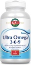 KAL Ultra Omega 3-6-9 1200 mg | Fish Oil w/Cold Pressed Flaxseed & Borage Oil | Skin, Hair, Heart, Memory | 200 Softgels