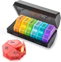 Haftalık Pill Organizer 4 Times a Day, Büyük Pill Box 7 Günlük Pill Case with 28 Ekstra Büyük Karşılaştırmalı Portre Seyahat Pill Konteyner Big Medicine Organizer for Supplement Vitamin (Rainbow)