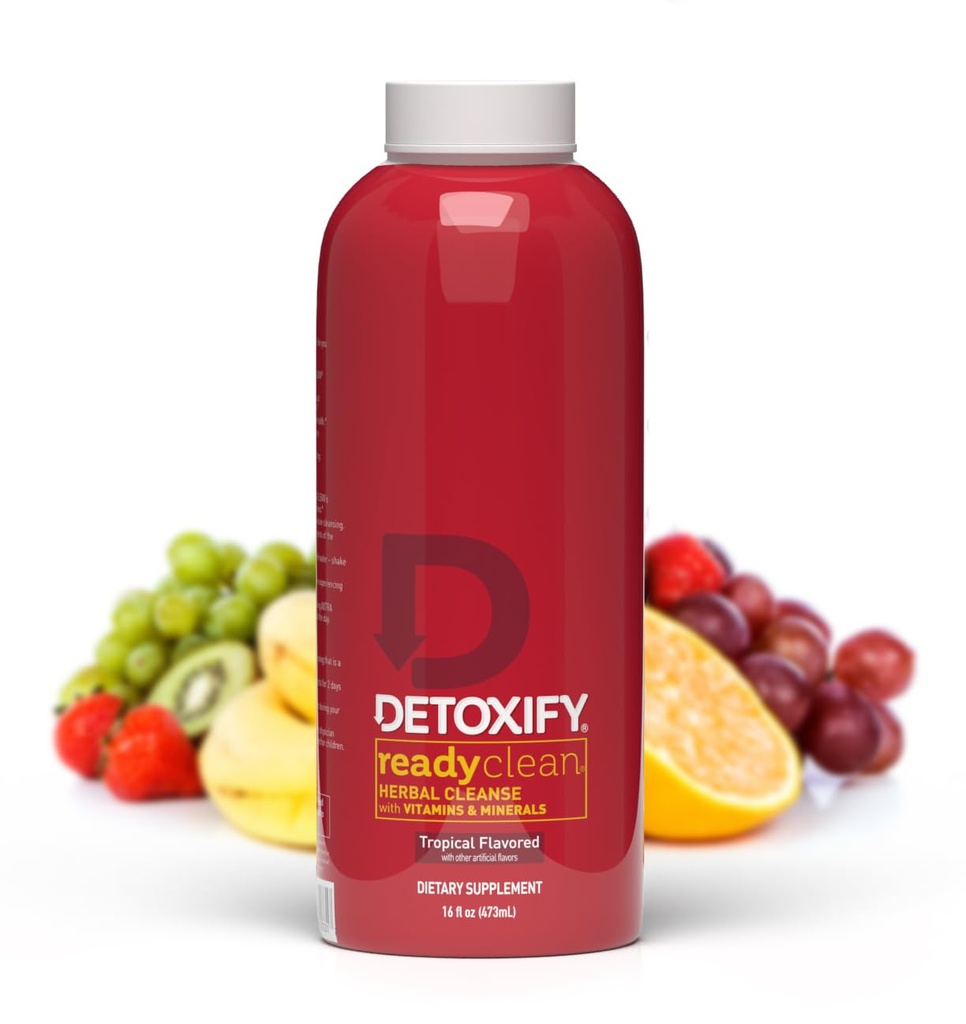 Αποτοξινώστε – Ready Clean Herbal Cleanse – Tropical – 16 oz – Professionally Formulated Herbal Detox Drink – Enhanced with Milk Thestle Seed Extract & Burdock Root Extract – Plus Sticker.