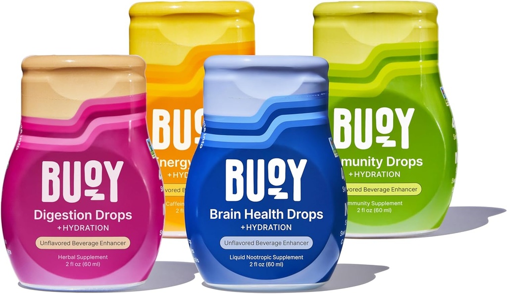 Buoy Electrolyte Drops Diversity Pack Digestion + Brain + Energy + Immunity | 160 Hizmet | No Sugar, No Sweeteners | Diyetitian Önerilen | Trace Minerals | Unflavored, Subtle Mineral