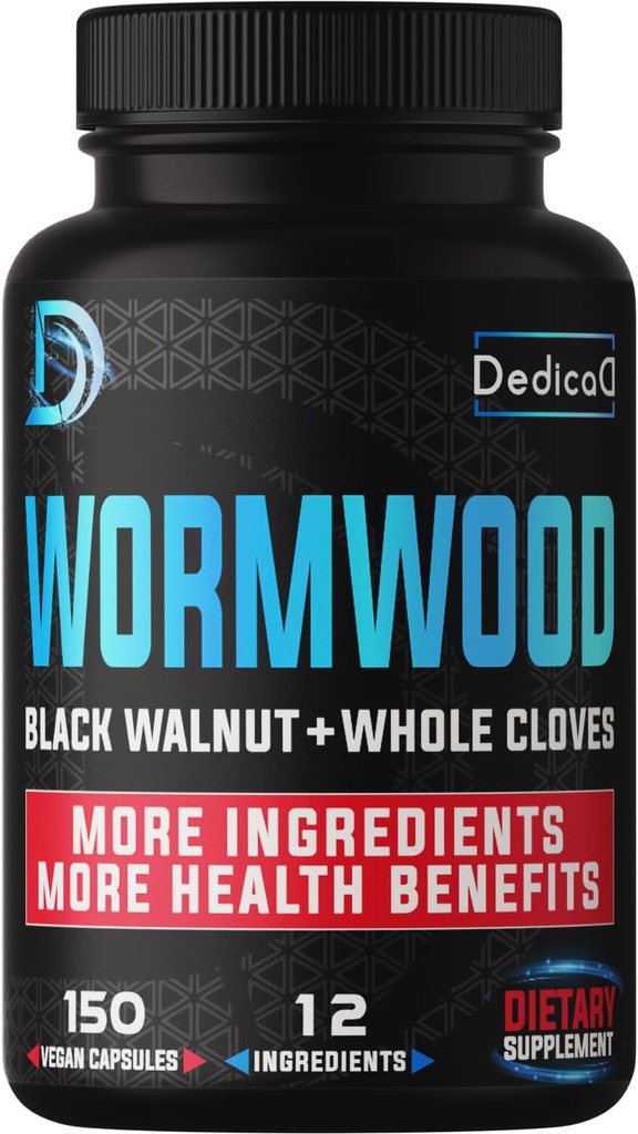 Premium Wormwood Extract Capsules - Immune için 5 ay Supply - 12 Herbs Black Walnut Leaves, Ginger, Turmeric & More - 150s Count