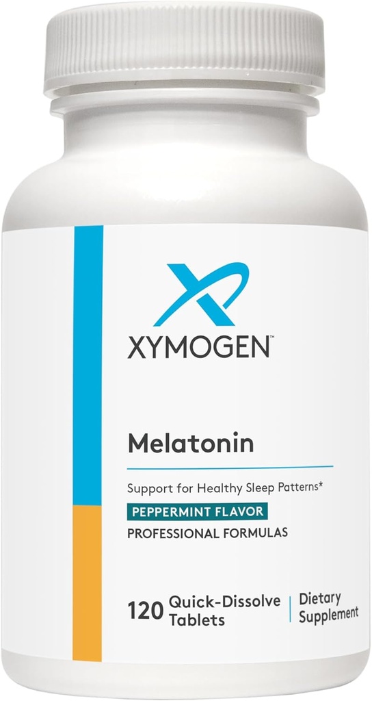 XYMOGEN Melatonin - Peppermint Lozenges - 3 mg Melatonin Supplement for Nighttime, Antioksi + Immune Support (120 Quick-Dissolve Tabletleri)