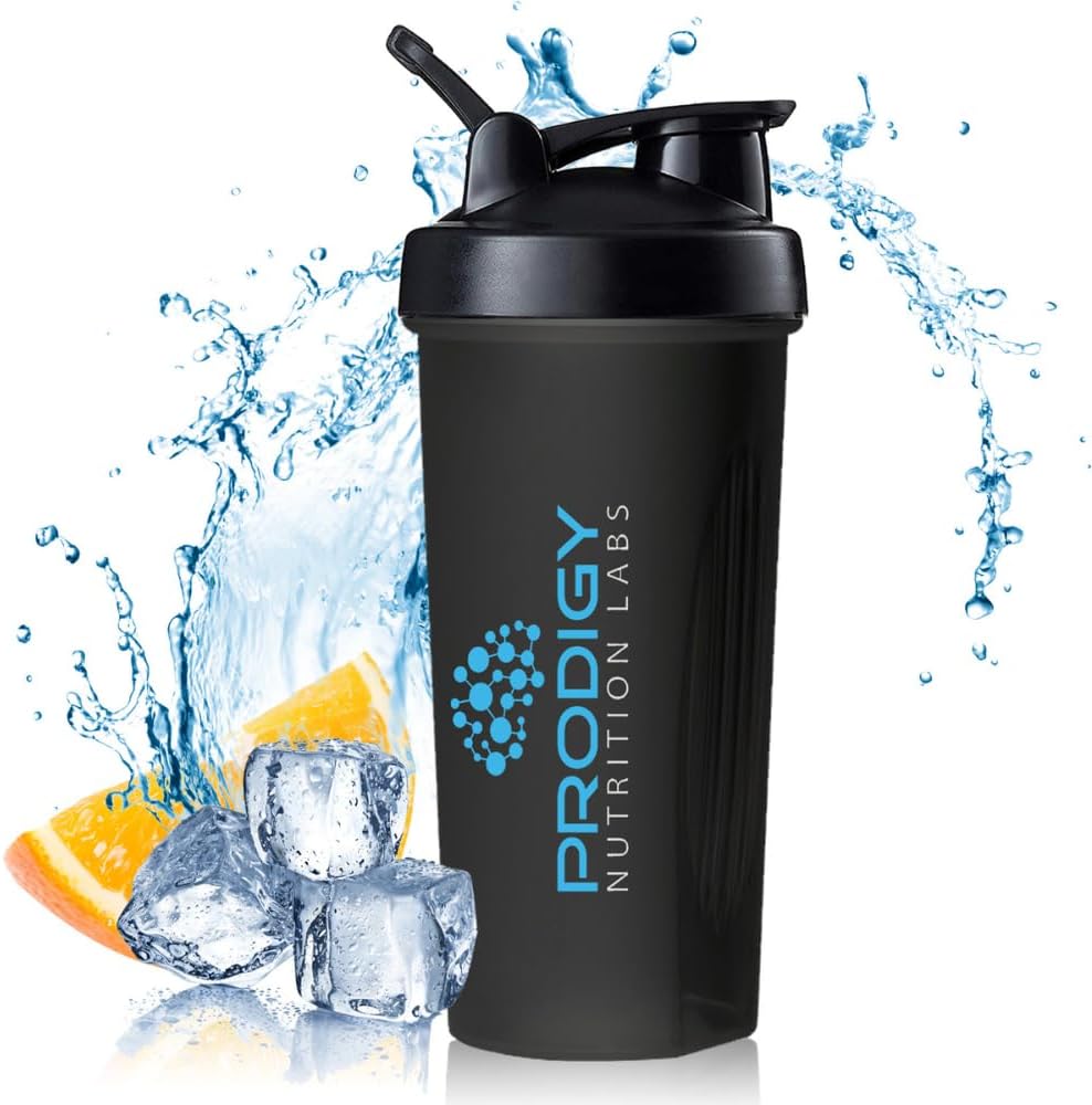 Σοκάρ πρωτεΐνης 20oz Μεγάλο μπουκάλι Shaker Ιδανικό για συμπληρώματα προπόνησης, σκόνη πρωτεϊνών, Αθλητικά ποτά, BCAA'S, Αντικατάσταση γεύματος, BPA Δωρεάν, για Fitness Enthusiasts Αθλητές - Μαύρο