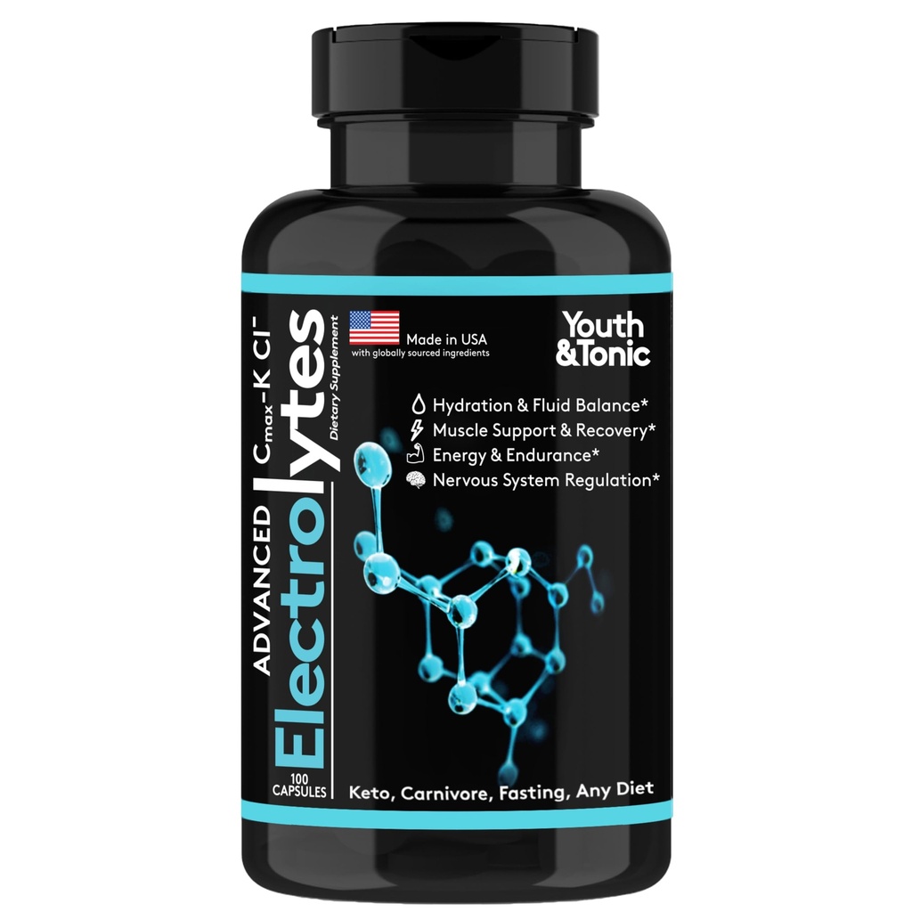 Complete Electrolyte Supplement Pills High Absorption | Cmax Potassium Chloride Magnesium Sodium Calcium Zinc | Boost Endurance Muscle Recovery Mental Focus | Salt Electrolytes Tablets | Keto Friendly