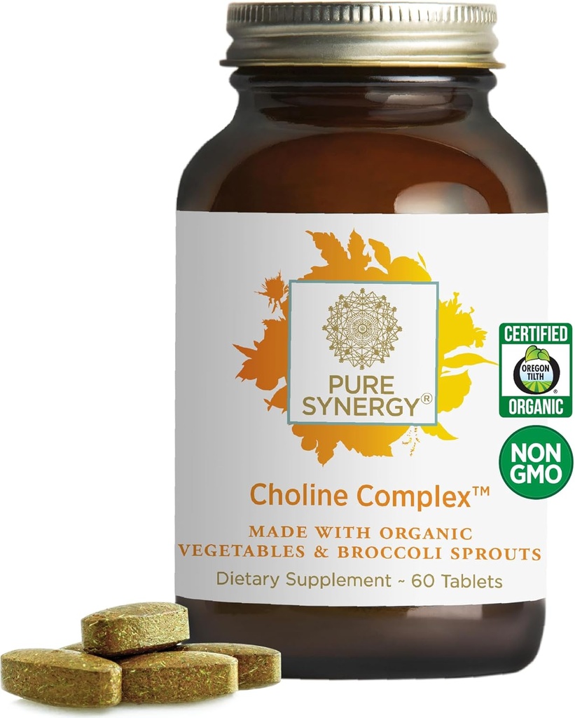 PURE SYNERGY Choline Kompleksi | Vegan Choline Supplement Organik Tüm Gıdalar ile Yapıldı | Non-GMO Bio kullanılabilir Kompleks | hamilelik, Beyin ve Liver Health (60 Tablet)