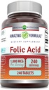 Amazing Formulas Folic Acid 1000 Mcg (1 Mg) | 240 Tablet Tamam | Vitamin B9 | Non-GMO | Gluten Free | Made in USA